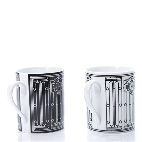 HERMES Porcelain H Deco Mug Set of 2